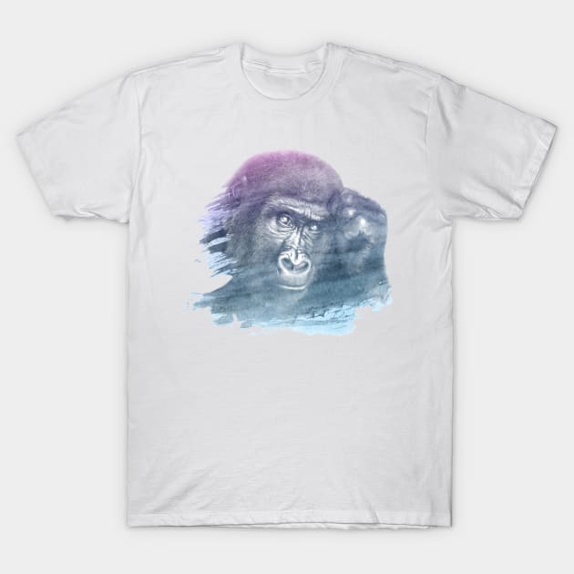 Monkey Superimposed Watercolor T-Shirt by deificusArt